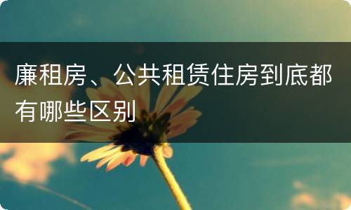 廉租房、公共租赁住房到底都有哪些区别