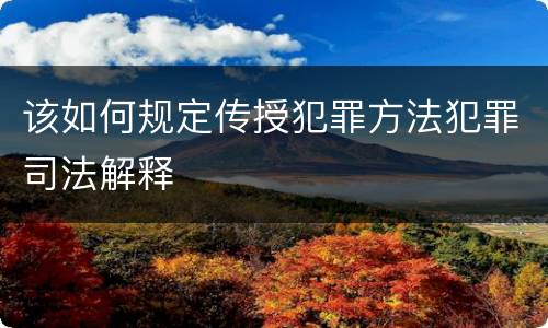 该如何规定传授犯罪方法犯罪司法解释
