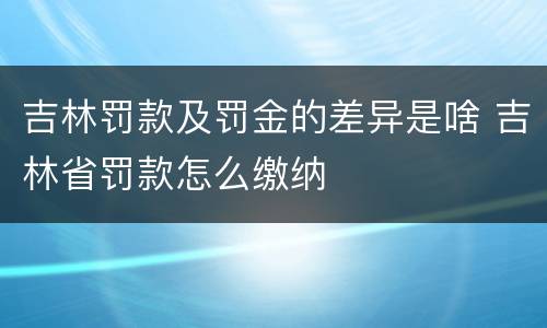 吉林罚款及罚金的差异是啥 吉林省罚款怎么缴纳
