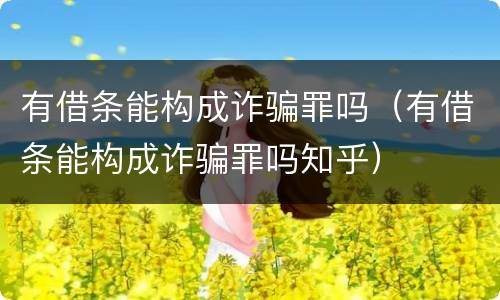 有借条能构成诈骗罪吗（有借条能构成诈骗罪吗知乎）