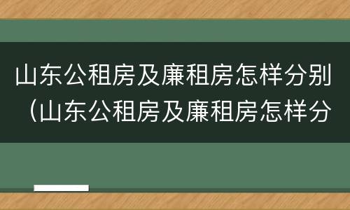 山东公租房及廉租房怎样分别（山东公租房及廉租房怎样分别摇号）