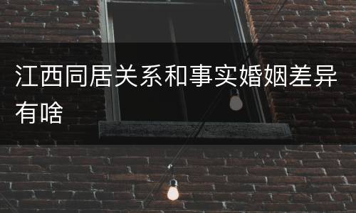 江西同居关系和事实婚姻差异有啥