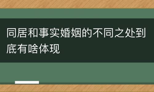 同居和事实婚姻的不同之处到底有啥体现