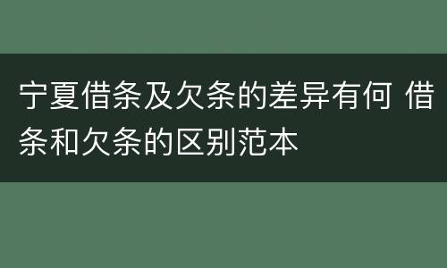 宁夏借条及欠条的差异有何 借条和欠条的区别范本