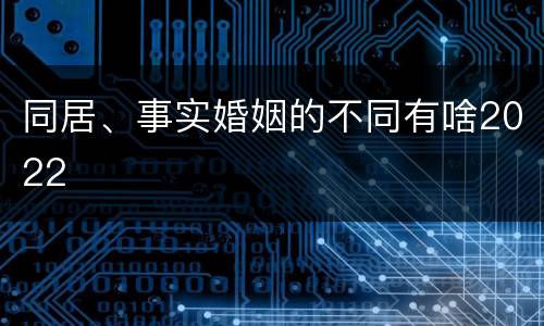 同居、事实婚姻的不同有啥2022