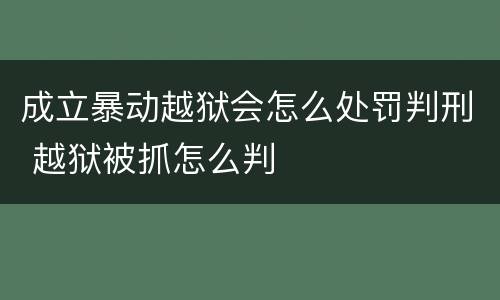 成立暴动越狱会怎么处罚判刑 越狱被抓怎么判