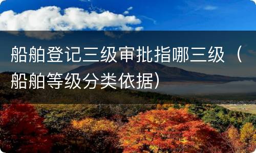 船舶登记三级审批指哪三级（船舶等级分类依据）