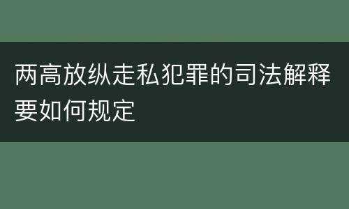 两高放纵走私犯罪的司法解释要如何规定
