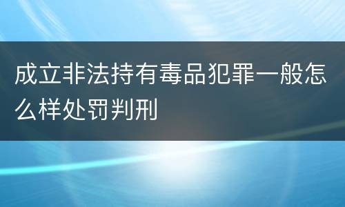 成立非法持有毒品犯罪一般怎么样处罚判刑