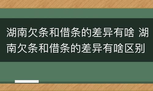 湖南欠条和借条的差异有啥 湖南欠条和借条的差异有啥区别