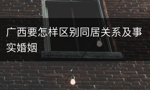 广西要怎样区别同居关系及事实婚姻