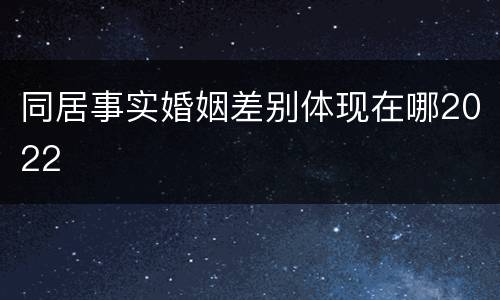同居事实婚姻差别体现在哪2022