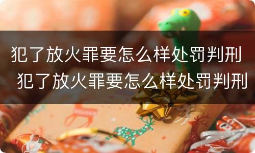 犯了放火罪要怎么样处罚判刑 犯了放火罪要怎么样处罚判刑多久