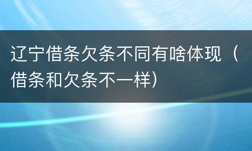 辽宁借条欠条不同有啥体现（借条和欠条不一样）