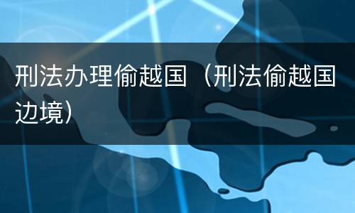 刑法办理偷越国（刑法偷越国边境）