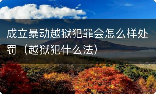 成立暴动越狱犯罪会怎么样处罚（越狱犯什么法）