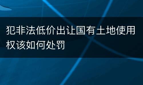 犯非法低价出让国有土地使用权该如何处罚