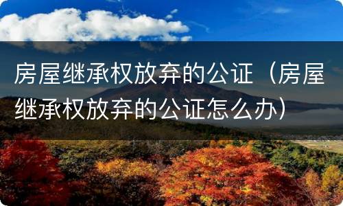 房屋继承权放弃的公证（房屋继承权放弃的公证怎么办）