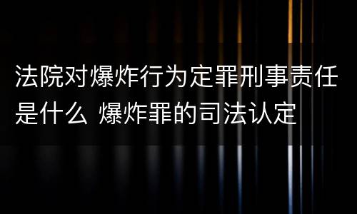 法院对爆炸行为定罪刑事责任是什么 爆炸罪的司法认定