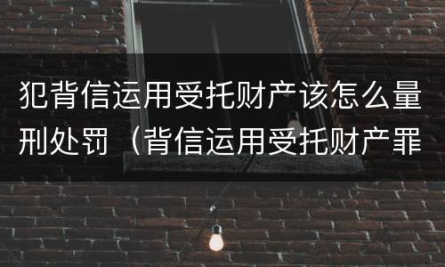 犯背信运用受托财产该怎么量刑处罚（背信运用受托财产罪量刑）