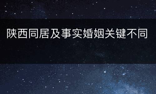 陕西同居及事实婚姻关键不同