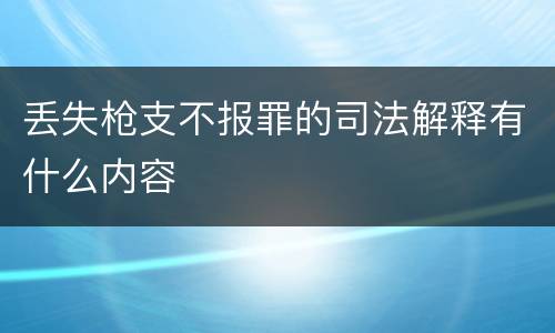 丢失枪支不报罪的司法解释有什么内容