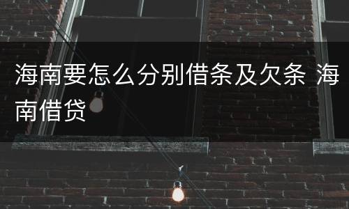 海南要怎么分别借条及欠条 海南借贷