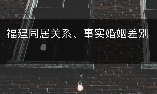 福建同居关系、事实婚姻差别