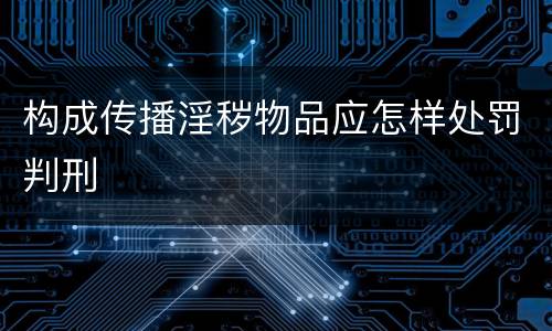 构成传播淫秽物品应怎样处罚判刑