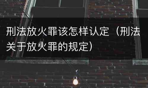 刑法放火罪该怎样认定（刑法关于放火罪的规定）