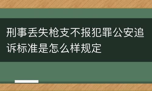 刑事丢失枪支不报犯罪公安追诉标准是怎么样规定