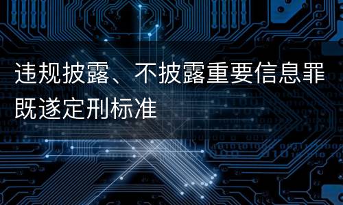 违规披露、不披露重要信息罪既遂定刑标准