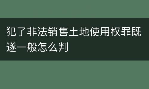 犯了非法销售土地使用权罪既遂一般怎么判