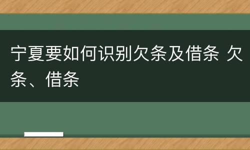 宁夏要如何识别欠条及借条 欠条、借条