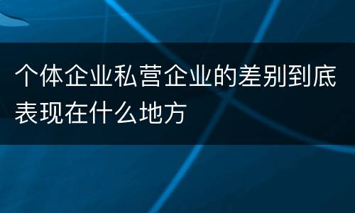 个体企业私营企业的差别到底表现在什么地方