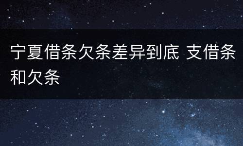 宁夏借条欠条差异到底 支借条和欠条
