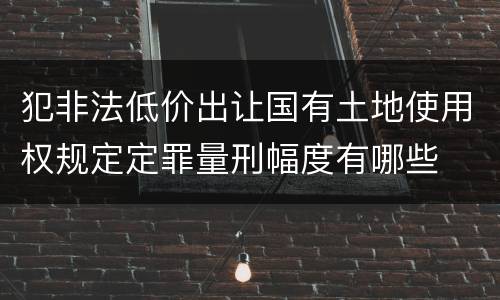 犯非法低价出让国有土地使用权规定定罪量刑幅度有哪些