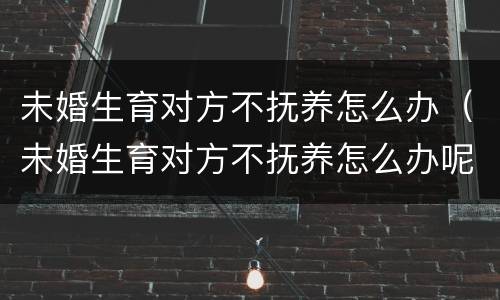 未婚生育对方不抚养怎么办（未婚生育对方不抚养怎么办呢）