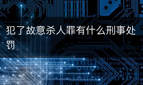 犯了故意杀人罪有什么刑事处罚