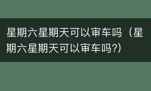 星期六星期天可以审车吗（星期六星期天可以审车吗?）