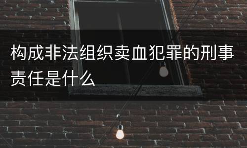 构成非法组织卖血犯罪的刑事责任是什么
