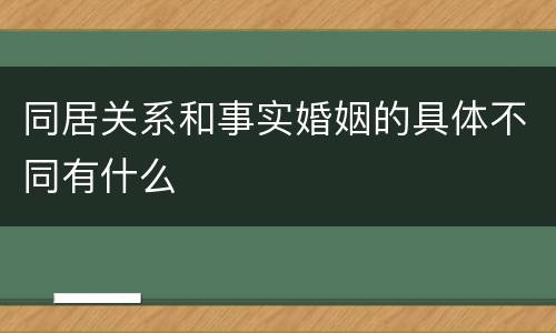 同居关系和事实婚姻的具体不同有什么