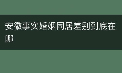 安徽事实婚姻同居差别到底在哪