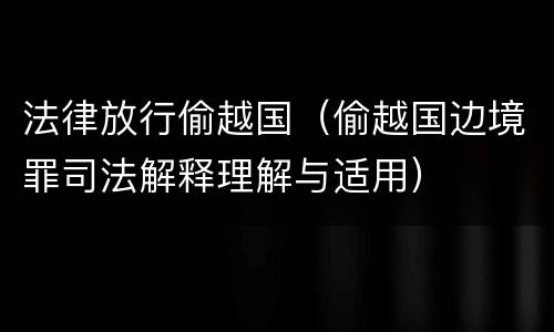 法律放行偷越国（偷越国边境罪司法解释理解与适用）