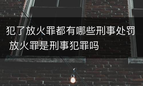 犯了放火罪都有哪些刑事处罚 放火罪是刑事犯罪吗