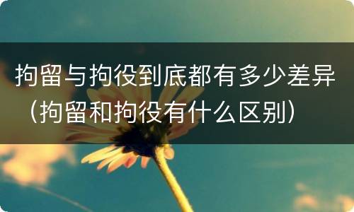 拘留与拘役到底都有多少差异（拘留和拘役有什么区别）