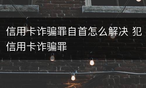 信用卡诈骗罪自首怎么解决 犯信用卡诈骗罪