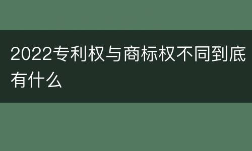 2022专利权与商标权不同到底有什么