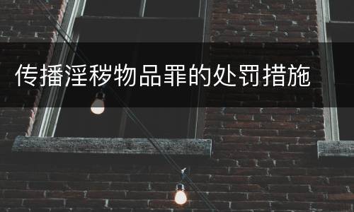 传播淫秽物品罪的处罚措施