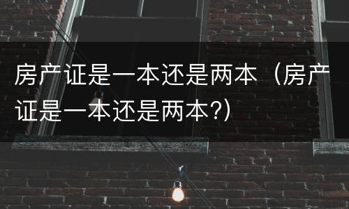 房产证是一本还是两本（房产证是一本还是两本?）